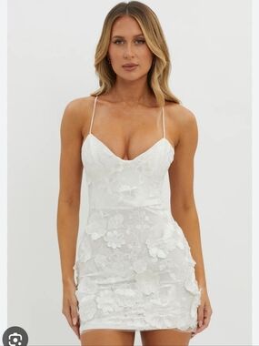 Selfie Leslie White Floal Mini Dress Nwt